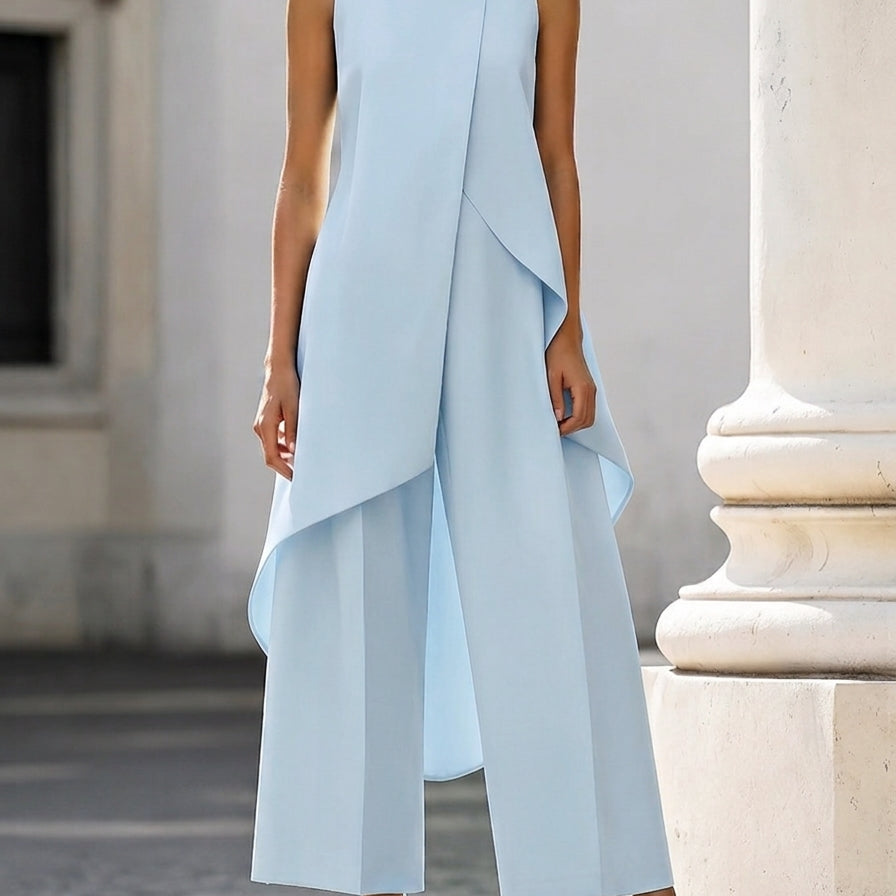 Martyna™ | Elegantiškas jumpsuit plačiomis kelnėmis ir aukšta apykakle