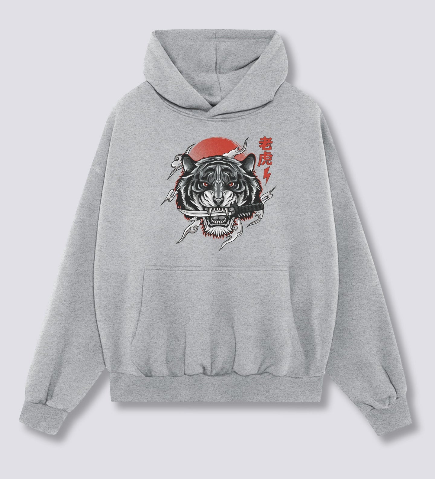 Priekinis Spaudinys - Baltas Tigras Hoodie