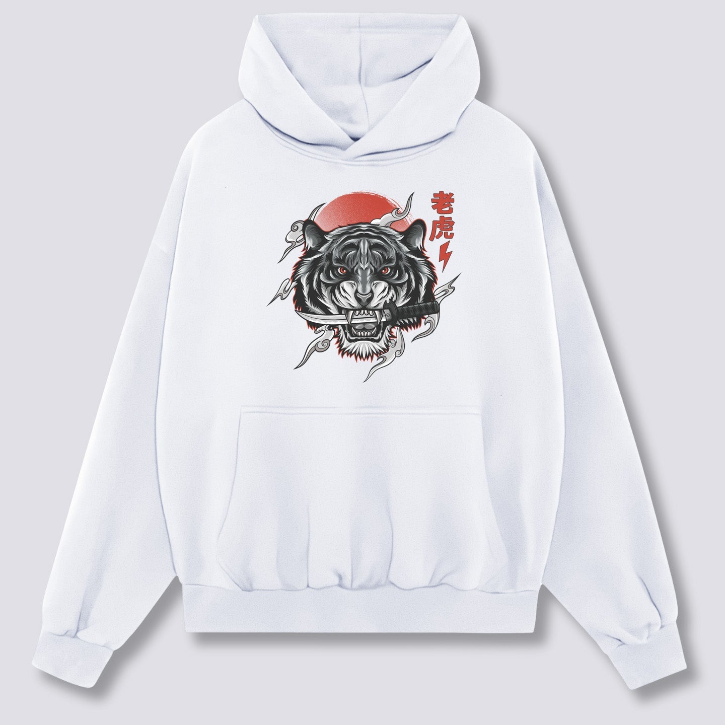 Priekinis Spaudinys - Baltas Tigras Hoodie