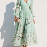 Cisella | Abito midi verde chiaro floreale