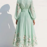 Cisella | Abito midi verde chiaro floreale