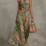 Livia™ | Gėlėta halter maxi suknelė