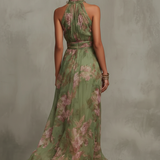 Livia™ | Gėlėta halter maxi suknelė