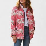 Zora – Quilted Jacket with Large Rose Print