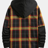 Checked Hooded Shirt with Drawstring