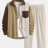 Patchwork Corduroy Shirt & Straight-Leg Corduroy Trousers