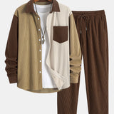 Patchwork Corduroy Shirt & Straight-Leg Corduroy Trousers