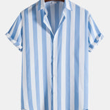 Striped Print Shirts and Swim Shorts Set