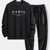 Relaxed Fit Paris Print Crew Neck Sweatshirt and Jogger Pants