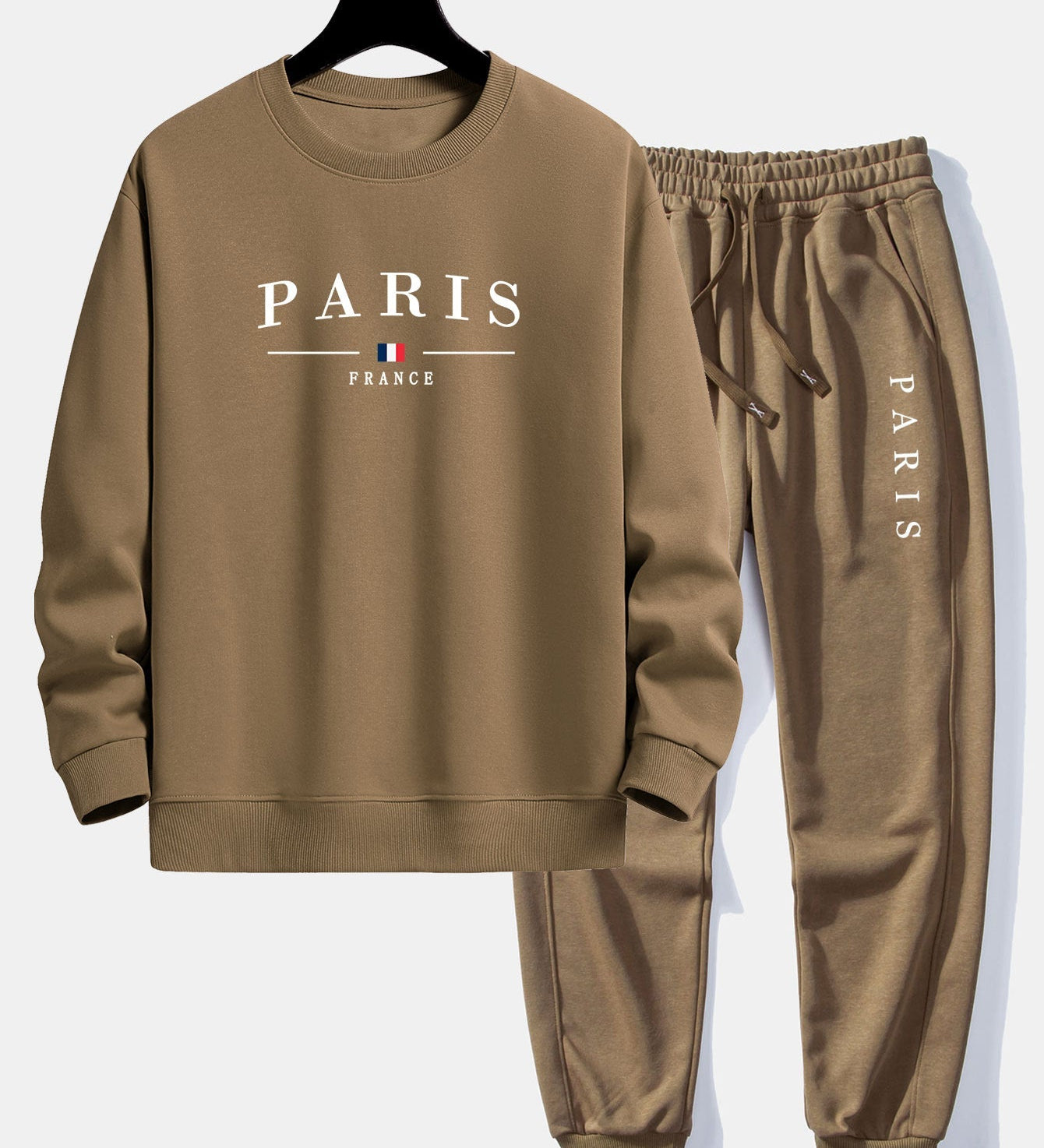 Relaxed Fit Paris Print Crew Neck Sweatshirt and Jogger Pants