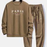 Relaxed Fit Paris Print Crew Neck Sweatshirt and Jogger Pants