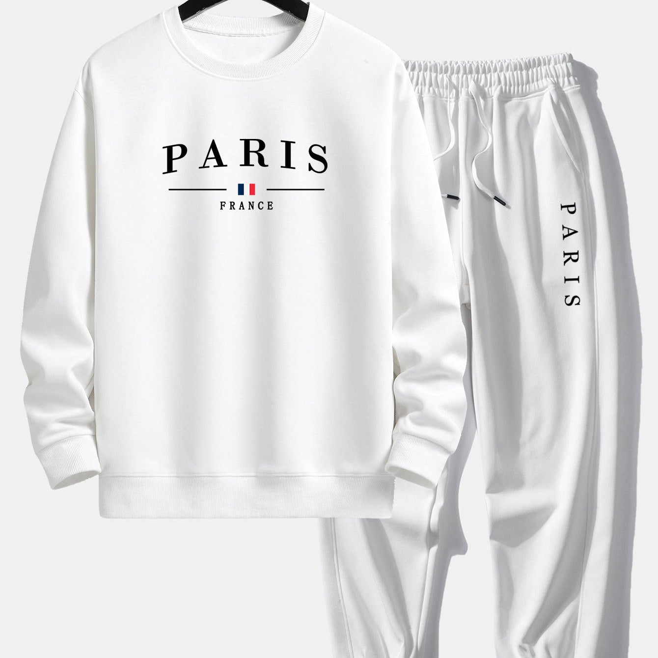 Relaxed Fit Paris Print Crew Neck Sweatshirt and Jogger Pants