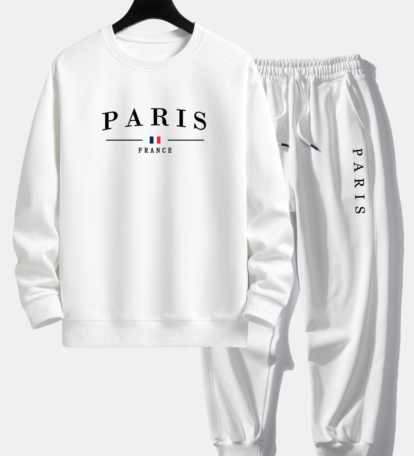 Relaxed Fit Paris Print Crew Neck Sweatshirt and Jogger Pants
