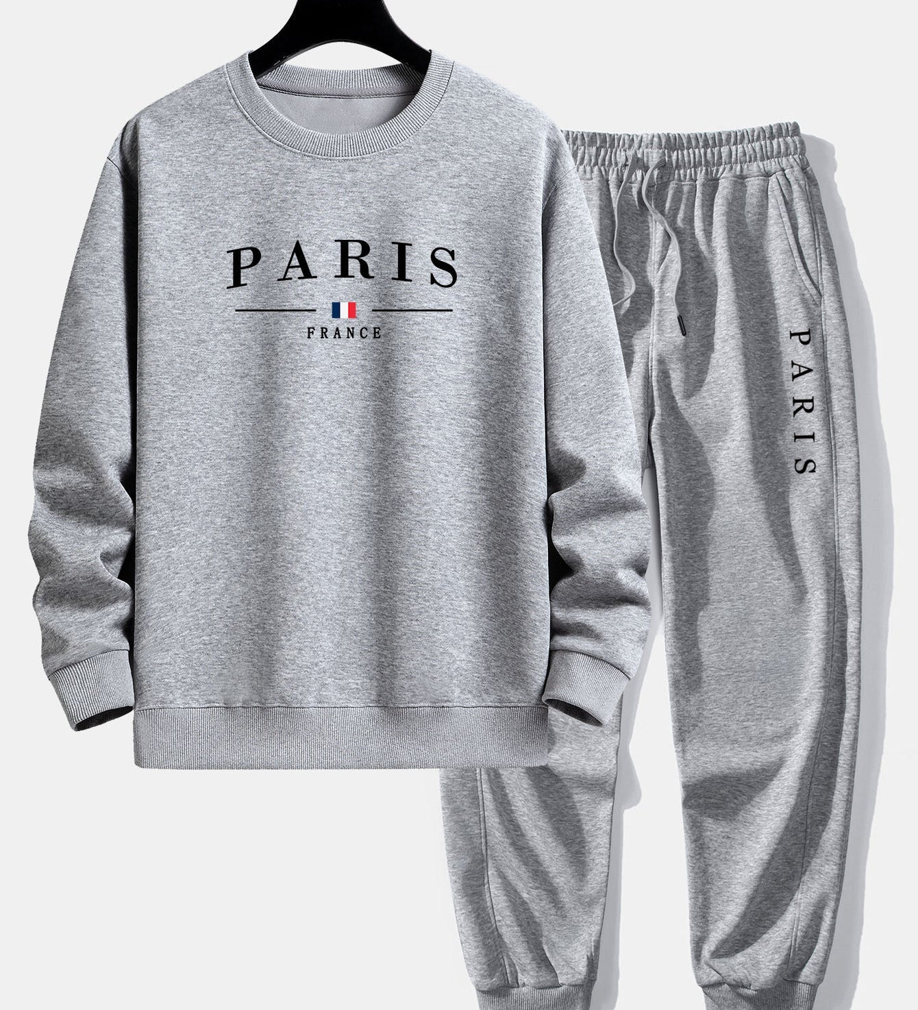 Relaxed Fit Paris Print Crew Neck Sweatshirt and Jogger Pants