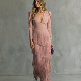 Chiara | Abito Elegante con Maniche a Frange