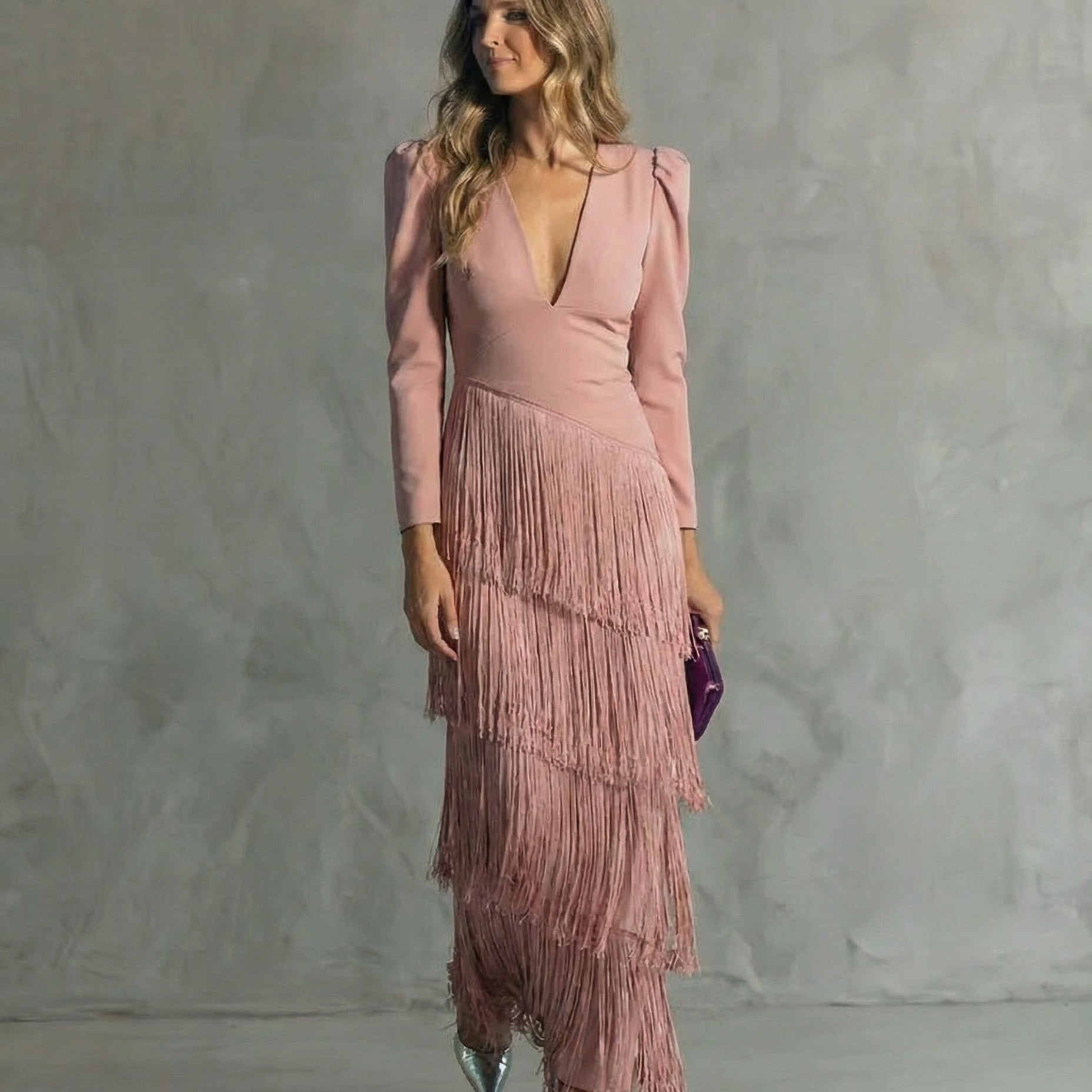 Chiara | Abito Elegante con Maniche a Frange