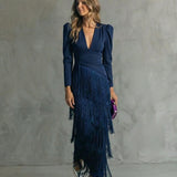 Chiara | Abito Elegante con Maniche a Frange