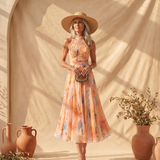 Aurora | Abito con Collo Halter e Stampa Acquerello
