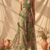 Livia™ | Gėlėta halter maxi suknelė