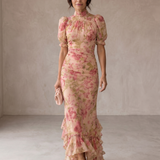 Rosario | Abito Lungo Floreale in Chiffon