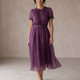 Flavia | Maxi Abito con Scollo a Goccia e Bordo in Pizzo Chiffon