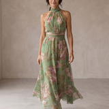 Livia™ | Gėlėta halter maxi suknelė