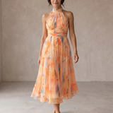 Aurora | Abito con Collo Halter e Stampa Acquerello