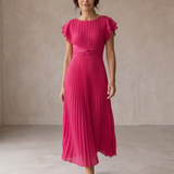 Seraphina | Elegante Maxi Abito Plissettato con Vita Annodata