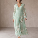 Cisella | Abito midi verde chiaro floreale