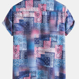 Button-Up Shirt with Paisley Bandana Print