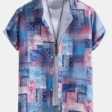 Button-Up Shirt with Paisley Bandana Print