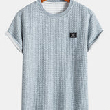 Short Sleeve Waffle Knit T-Shirt with Arc Hem & Matching Shorts