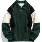 Color Block Relaxed Fit Polo Sweatshirt and Pintuck Jogger Pants