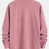 Corduroy Long Sleeve Cuban Collar Shirt with Straight Leg Linen Trousers