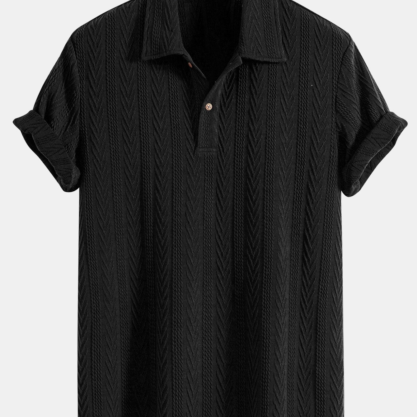 Geometric Jacquard Knit Polo