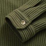 Button-Up Waffle Shirt with Double Pockets