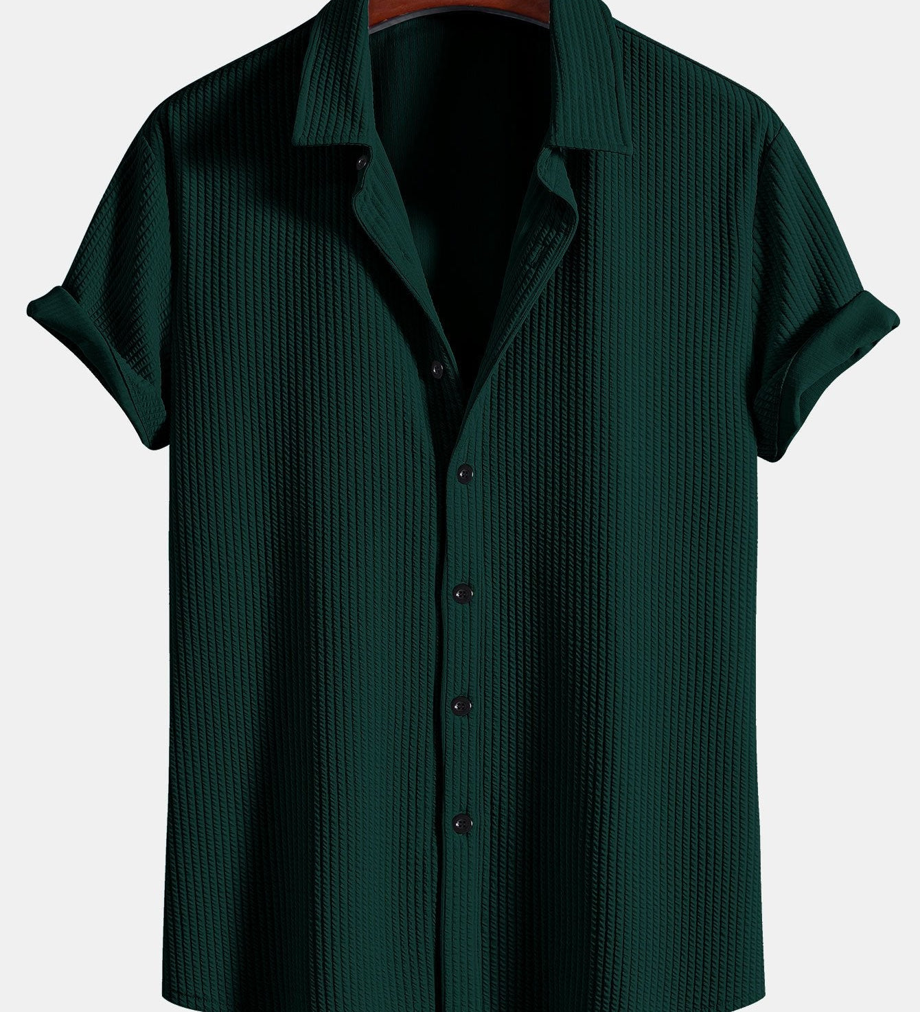 Ribbed Button-Up Shirt with Muscle Fit