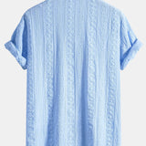 Geometric Jacquard Cuban Shirt with Straight-Leg Linen Trousers