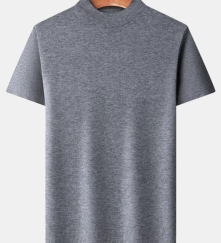 Short Sleeve Muscle-Fit Mock Neck Sweater