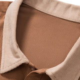 Color-Blocked Corduroy Polo Top