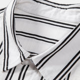 Striped Button-Up Shirt and Straight-Leg Linen Pants Set