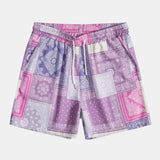 Drawstring Shorts with Paisley Patchwork Design