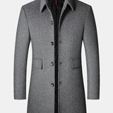 Quilted Wool Blend Lapel Overcoat with Lining