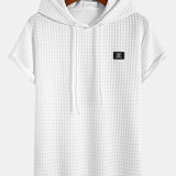 Waffle Knit Hooded T-Shirt with Arc Hem & Drawstring Corduroy Cargo Joggers