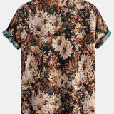 Floral Jacquard Cuban Shirt with Artistic Print