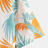 Leaf Print Button-Up Shirt & Mid-Length Drawstring Swim Shorts for Men