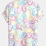 Vibrant Smiley Face Button-Up Shirt
