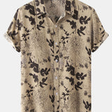 Floral Ink Print Button-Up Shirt