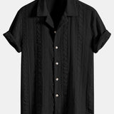 Geometric Jacquard Cuban Shirt with Straight-Leg Linen Trousers