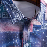 Button-Up Shirt with Paisley Bandana Print